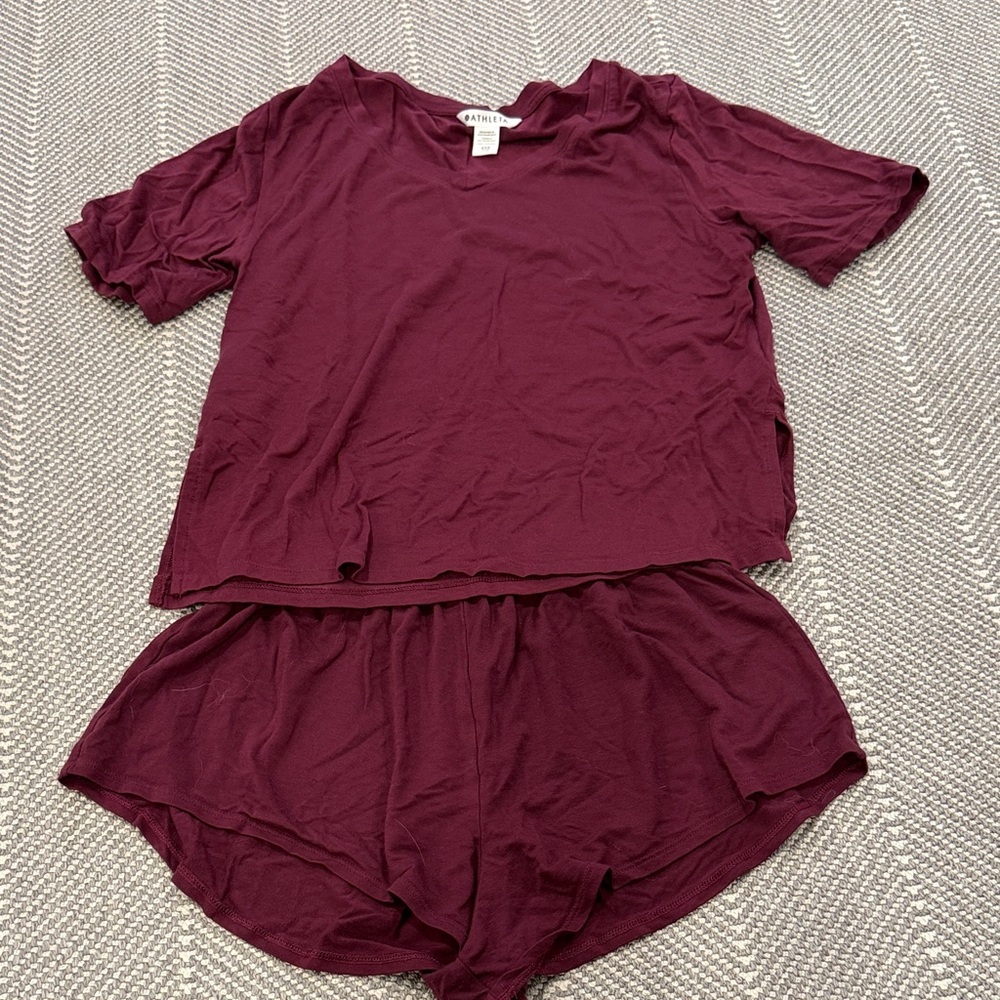 Athleta Wine Red Pajama Set
